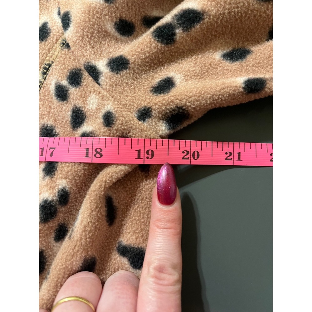 Lands End Women's‎ Fleece Quarter Zip Pullover Leopard Animal Print Cozy Top M - Picture 6 of 7